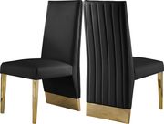 Gold base / black leather glam style dining chair main photo