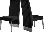 Chrome base / black velvet glam style dining chair main photo
