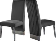 Chrome base / gray velvet glam style dining chair main photo