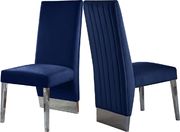 Chrome base / navy velvet glam style dining chair main photo