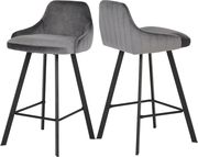 Viviene (Gray) Pair of gray velvet bar stools