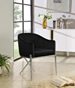 Elegant x-cross silver legs chair in black velvet main photo