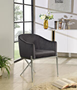 Elegant x-cross silver legs chair in gray velvet main photo