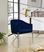 Elegant x-cross silver legs chair in navy blue velvet main photo
