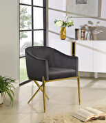 Elegant x-cross gold legs chair in gray velvet main photo