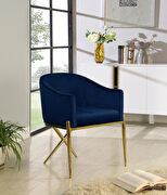 Elegant x-cross gold legs chair in navy blue velvet main photo