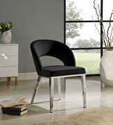Glam style silver legs / velvet dining chair main photo