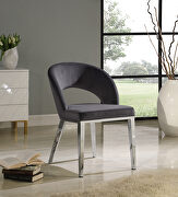 Glam style silver legs / velvet dining chair main photo