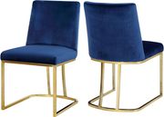 Elegant contemporary gold / navy velvet dining chair main photo