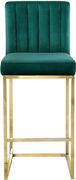 Green velvet fabric / gold base bar height stool main photo