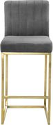Gray velvet fabric / gold base bar height stool main photo