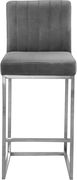 Chrome / gray velvet contemporary bar stool main photo