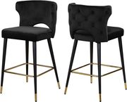 Kelly (Black) Black velvet bar stool