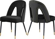 Black velvet dining chair w/ nailhead trim main photo