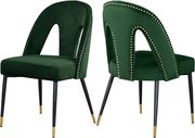 Green velvet dining chair w/ nailhead trim main photo