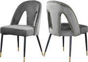 Gray velvet dining chair w/ nailhead trim main photo