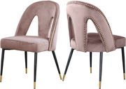 Pink velvet dining chair w/ nailhead trim main photo