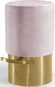 Pink round bar stool with golden base main photo