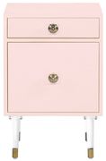 2 drawer pink matte finish nightstand w/ gold legs main photo