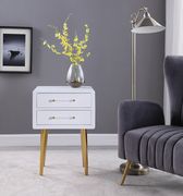 White lacquer / gold legs nightstand in glam style main photo