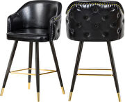 Barbosa (Black) Rounded tufted back faux leather black / gold bar stool