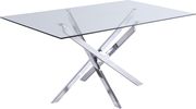 Chrome x-crossed base / glass top dining table main photo