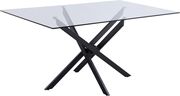 Black x-crossed base / glass top dining table main photo