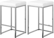 White faux leather / chrome metal legs bar stool main photo