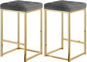 Gray velvet / gold metal legs bar stool main photo