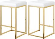 White pvc leather / gold metal legs bar stool main photo