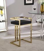 Black velvet gold metal bar stool main photo