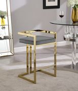 Gray velvet gold metal bar stool main photo