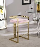 Pink velvet gold metal bar stool main photo