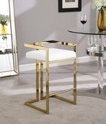 White leather gold metal bar stool main photo