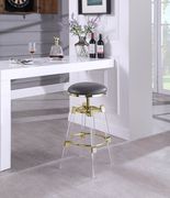 Gray faux leather / acrylic / gold bar stool main photo