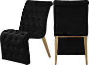 Black velvet tufted dining chair pair main photo