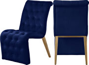 Navy velvet tufted dining chair pair main photo