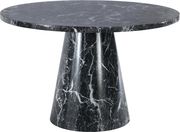 Round black faux marble dining table