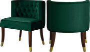 Rounded tufted back green velvet dining chair main photo