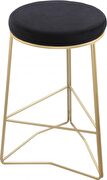 Black velvet seat / gold steel bar stool main photo