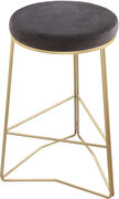 Gray velvet seat / gold steel bar stool main photo