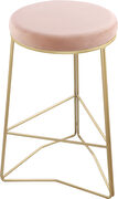Pink velvet seat / gold steel bar stool main photo