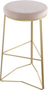 Brushed gold cream velvet round seat bar stool main photo