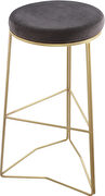 Brushed gold gray velvet round seat bar stool main photo