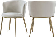 Contemporary dining chair pair in cream velvet main photo