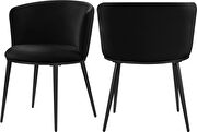 Contemporary dining chair pair in black velvet main photo