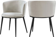 Contemporary dining chair pair in cream velvet main photo