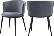 Contemporary dining chair pair in gray velvet main photo