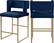 Caleb II (Navy) Navy unique square back bar stool