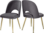 Brushed gold / gray velvet dining chair main photo